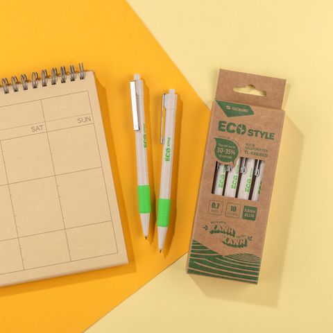 Bút bi Thiên Long ECO Style TL-038/ECO - Chất liệu từ vỏ cám trấu - Mực Xanh