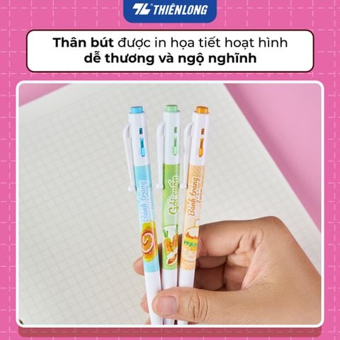 Combo 20 Bút gel B - Buttersmooth Gel Thiên Long GELB-034 - Premium Tip viết êm, trơn - Mực Xanh - Phiên bản Bánh tráng trộn, Bánh tráng nướng, Gỏi cuốn