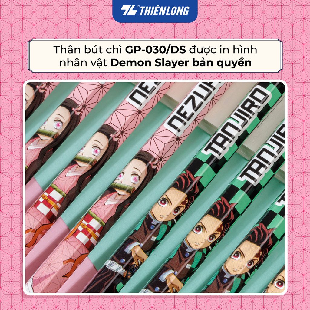 Combo 10 Bút chì gỗ đen nhân vật Demon Slayer Thiên Long GP-030/DS - Mẫu ngẫu nhiên