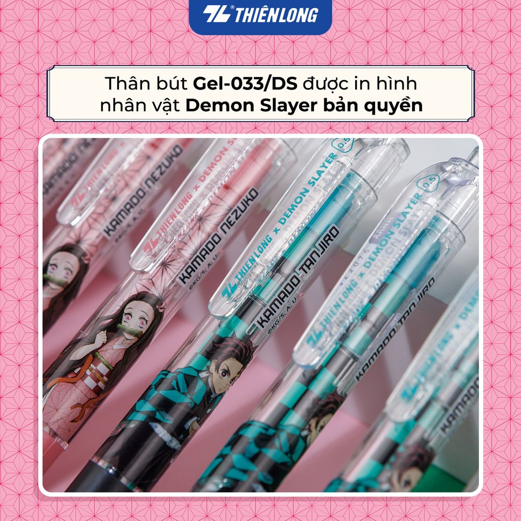 Combo 5/10/20 Bút gel Quick Dry Thiên Long Gel-033/DS Phiên bản đặc biệt Demon Slayer  - Mực khô siêu nhanh