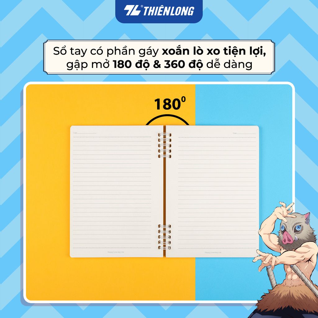 Sổ lò xo đường kẻ ngang A5 nhân vật Demon Slayer Thiên Long MB-023/DS -