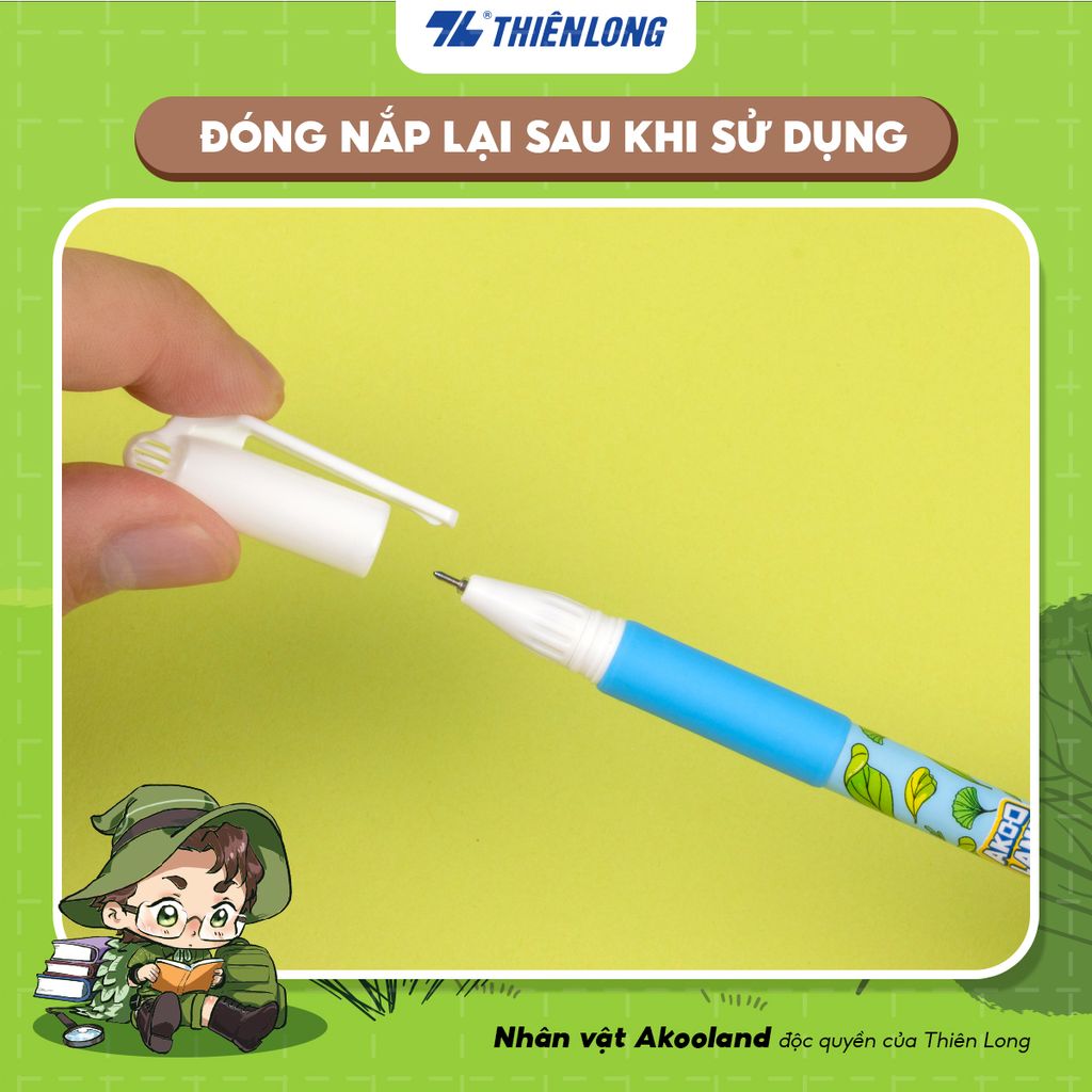 Combo 20 Bút gel Thiên Long GEL-012/AK - Nét viết 0.5mm êm mượt, đầu bút cao cấp, mực đều liên tục, nhân vật Akooland Tahi