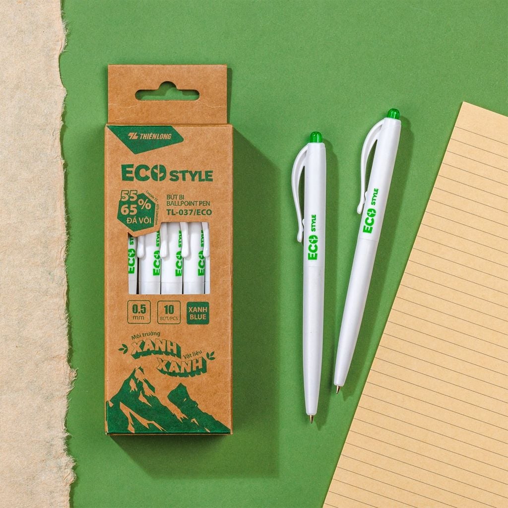 Combo 5/10/20 Bút bi - Eco Style Thiên Long TL-037/ECO thân thiện mới môi trường - Mực Xanh