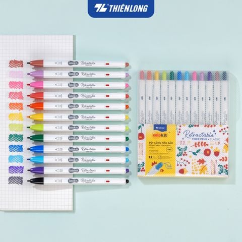 Bút lông 6/12 màu dạng bấm Retractable Fiber Pens Classic Thiên Long Colokit - 0.6mm
