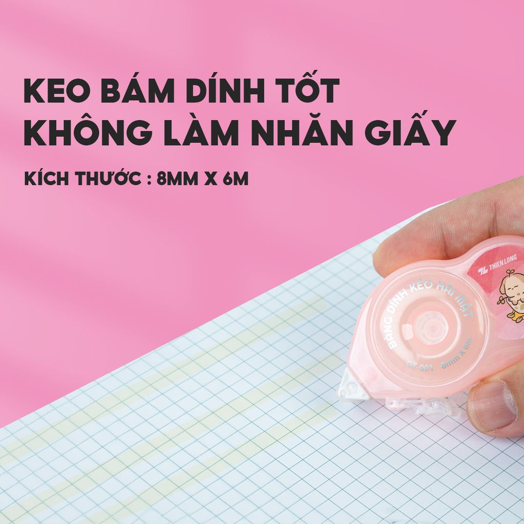 Băng keo - Băng dính kéo 2 mặt Thiên Long GT-001 (Màu ngẫu nhiên)