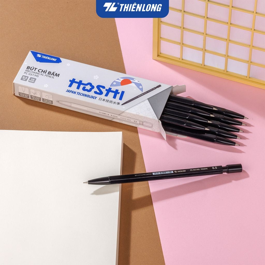 Combo 10 Bút chì bấm Hoshi Thiên Long PC-037/HS - Công nghệ Nhật Bản