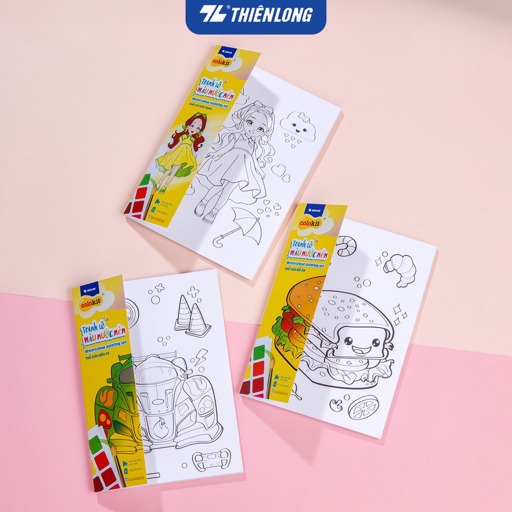 Tranh tập tô màu nước dạng nén - Watercolour Painting Set Thiên Long Colokit