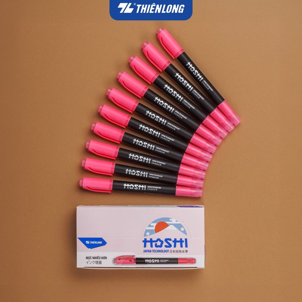 Combo 10 Bút dạ quang Hoshi Thiên Long HL-018/HS - Công nghệ Nhật Bản