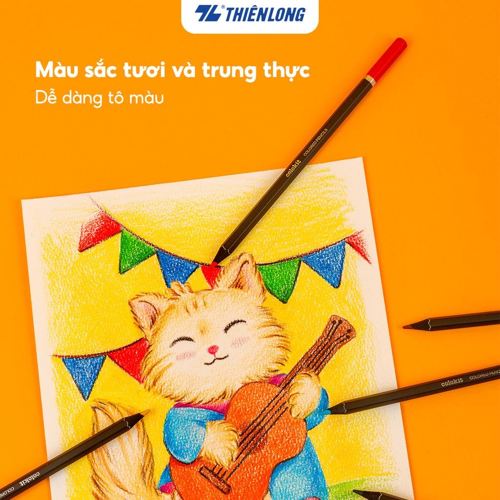 Bút chì 12/24 màu Black Wood Colored Pencils - Thiên Long Colokit - Thân gỗ Linden cao cấp Màu sắc tươi sáng