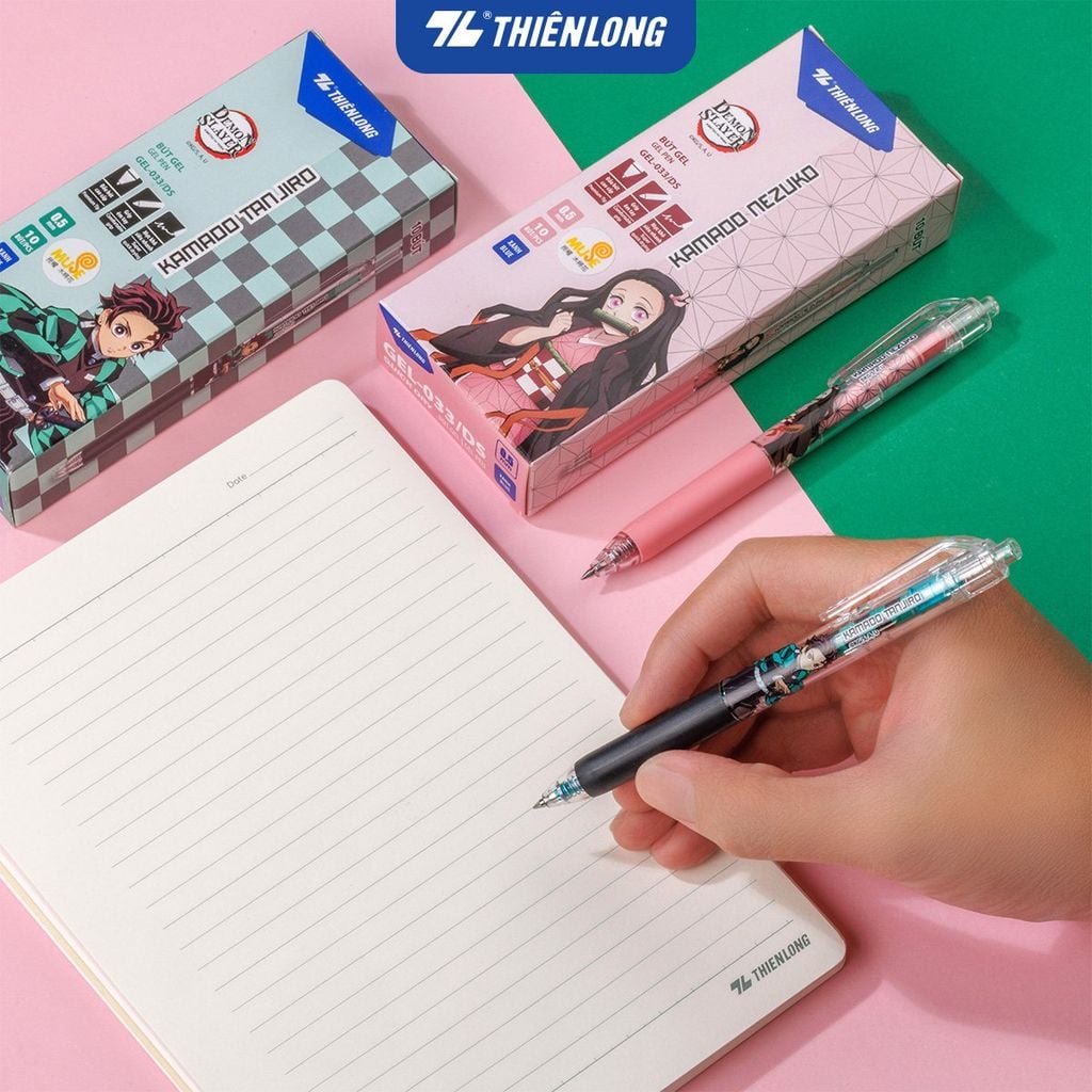 Combo 5/10/20 Bút gel Quick Dry Thiên Long Gel-033/DS Phiên bản đặc biệt Demon Slayer  - Mực khô siêu nhanh