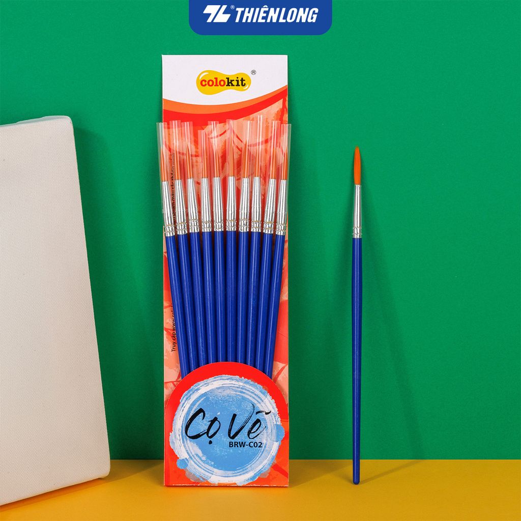 Túi 10 Cọ vẽ Tròn Thiên Long Colokit BRW-C02