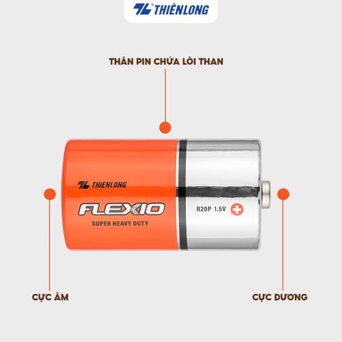 Lốc 2 Pin đại D Thiên Long Flexio BAC-R20/2