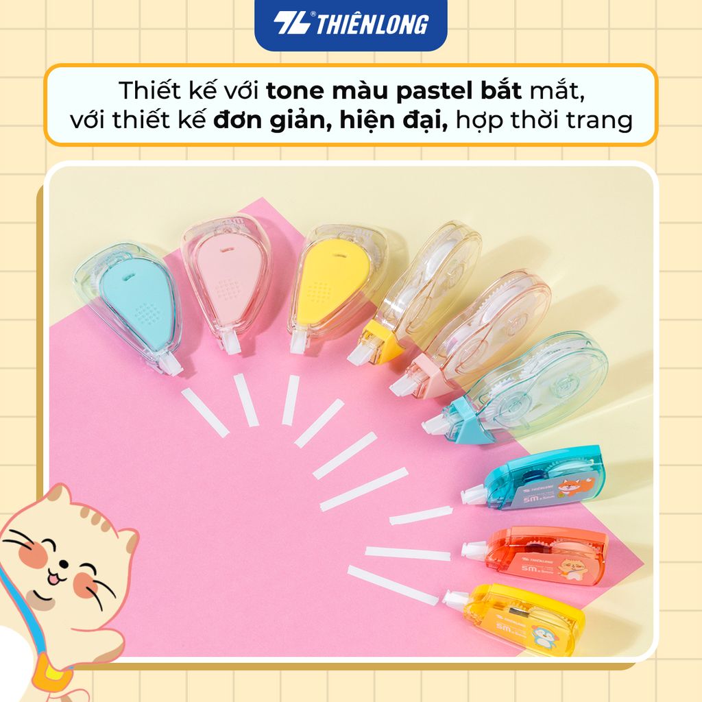 Bút xóa kéo - Correction Tape Thiên Long - Khô siêu nhanh Viết được ngay sau khi xóa