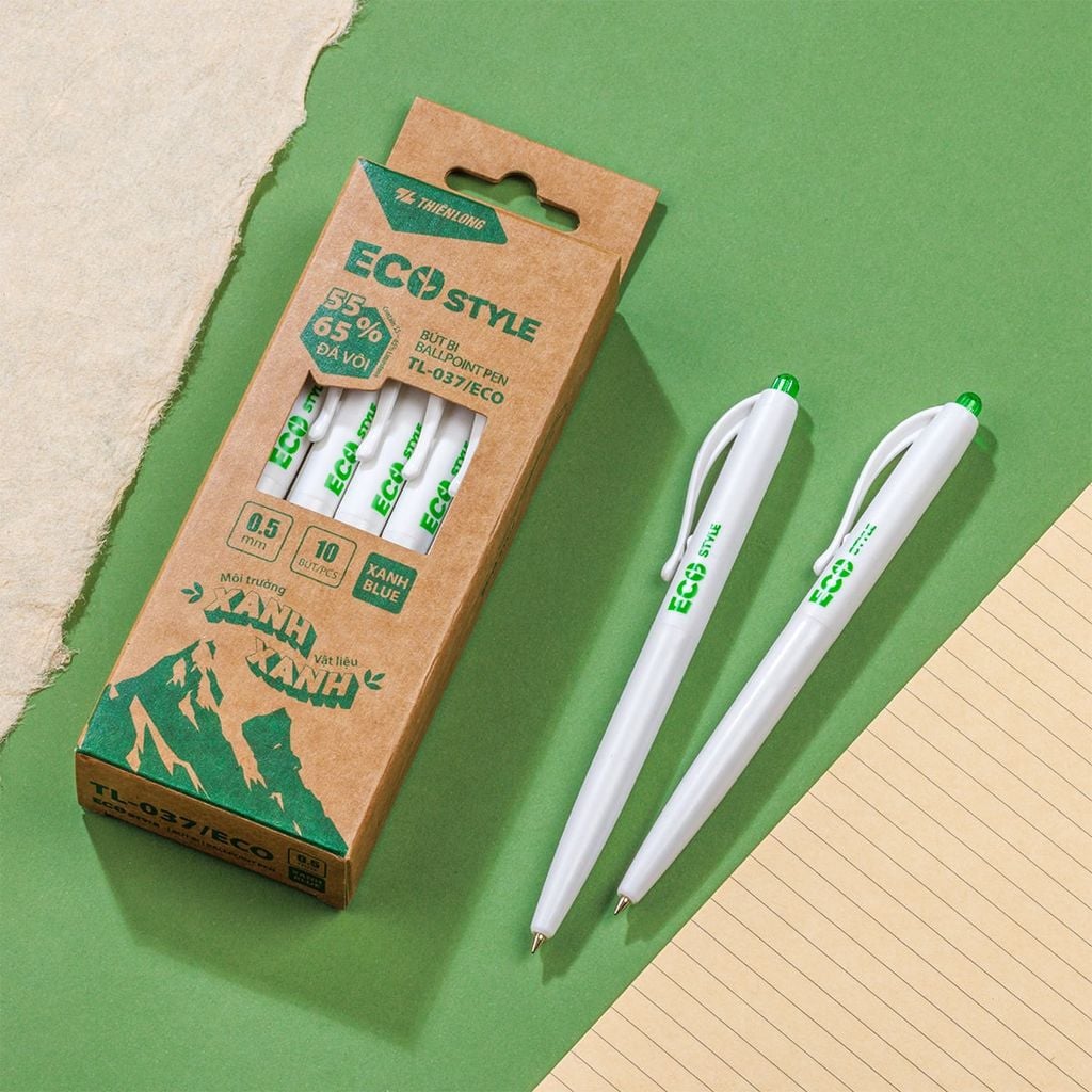 Combo 5/10/20 Bút bi - Eco Style Thiên Long TL-037/ECO thân thiện mới môi trường - Mực Xanh