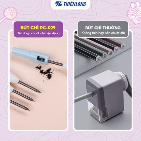 Bút chì bấm Thiên Long PC-029 - Tích hợp chuốt chì trên thân bút - Màu thân ngẫu nhiên