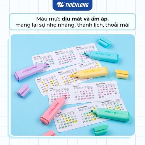 Bút dạ quang màu Pastel Thiên Long Flexoffice Pazto FO-HL009/VN - Bút dạ quang rửa được - Photocopy không làm mất nét chữ bên dưới