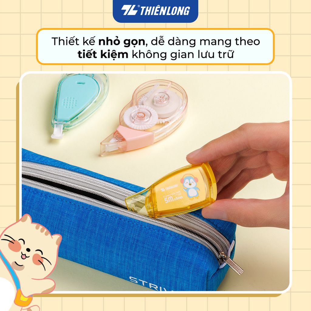 Bút xóa kéo - Correction Tape Thiên Long - Khô siêu nhanh Viết được ngay sau khi xóa