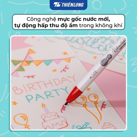 Bút lông 6/12 màu dạng bấm Retractable Fiber Pens Classic Thiên Long Colokit - 0.6mm