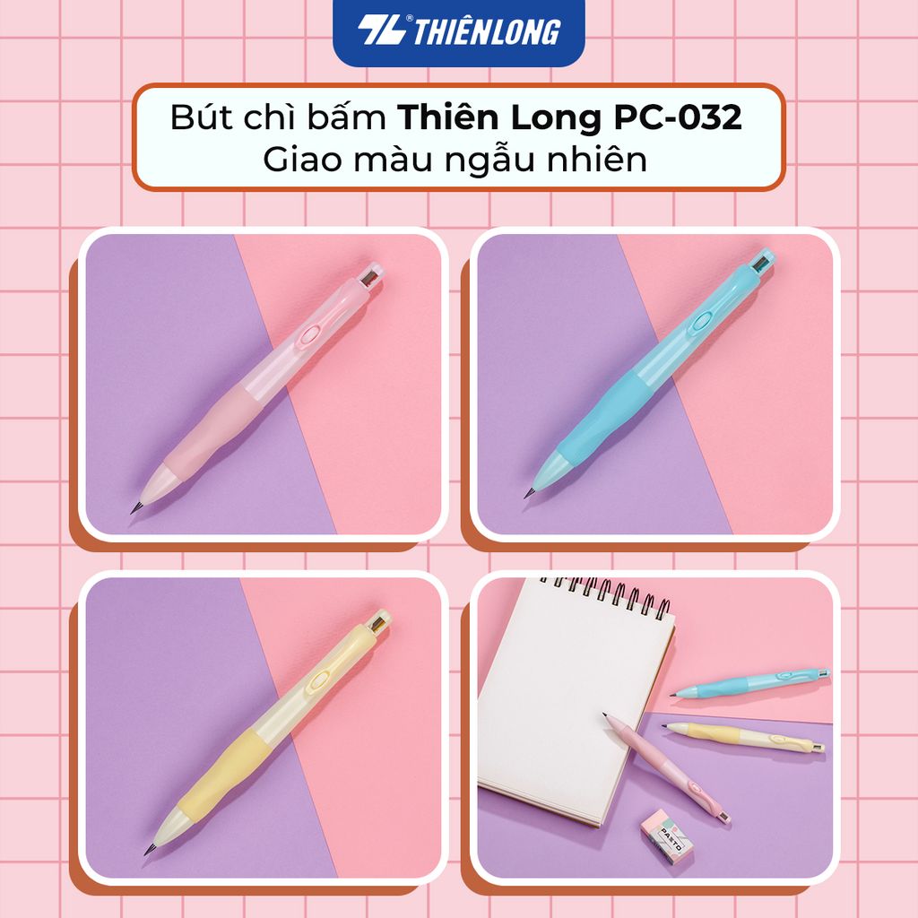 Bút chì bấm Thiên Long PC-032 - Tích hợp chuốt chì trên thân bút - Màu thân ngẫu nhiên