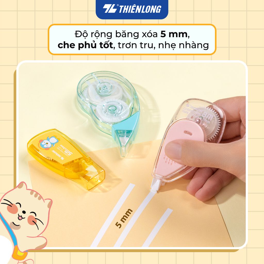 Bút xóa kéo - Correction Tape Thiên Long - Khô siêu nhanh Viết được ngay sau khi xóa
