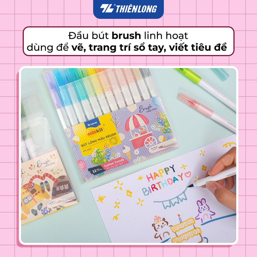 Bút lông 5/12/24 màu Morandi đầu Brush Thiên Long Colokit