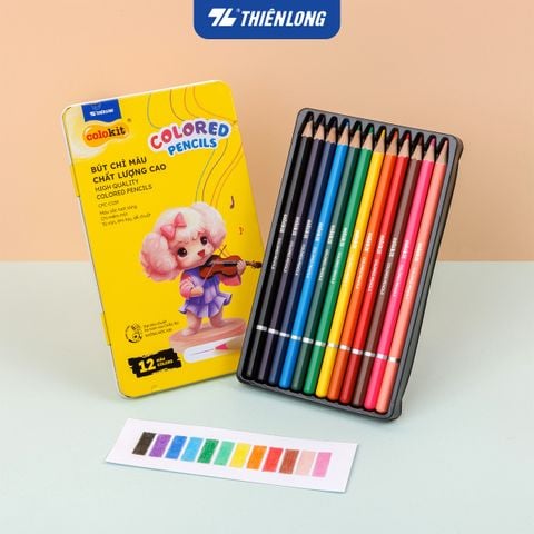 Bút chì 12/18/24 màu hộp thiếc Colored Pencils Thiên Long Colokit