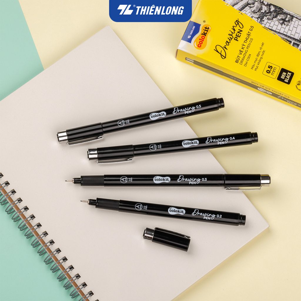 Bút kim kỹ thuật - Drawing Pen Thiên Long Colokit - Mực kháng nước, đậm, rõ nét
