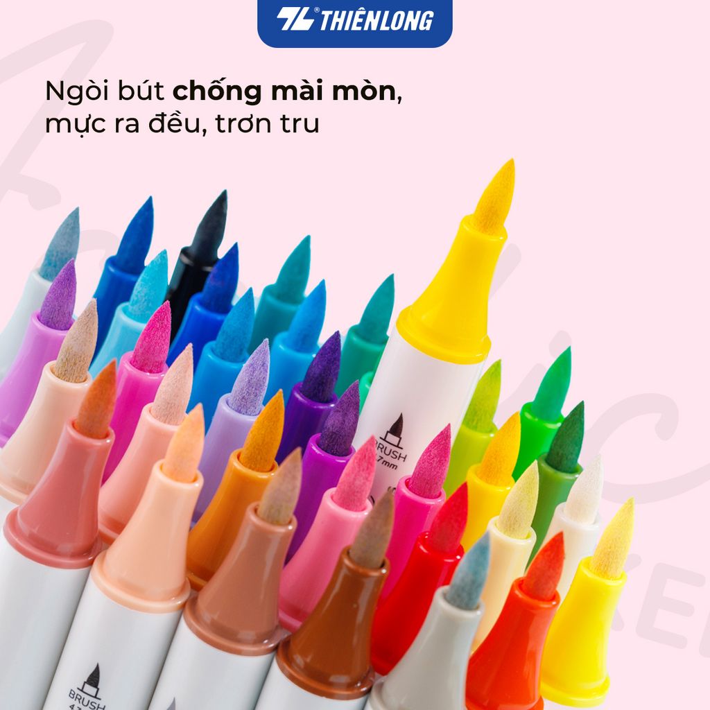 Acrylic Markers 1 đầu ngòi/ Bút sơn/ Bút lông 12/24/36 màu ThiênLong Colokit - Màu sắc tươi sáng, Trang trí đa chất liệu