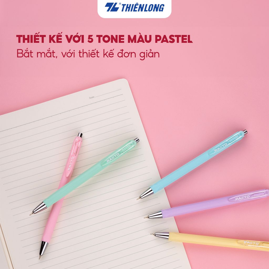 Bút gel B màu Pastel Thiên Long Pazto GEL-B015 - Mực xanh (5 cây)