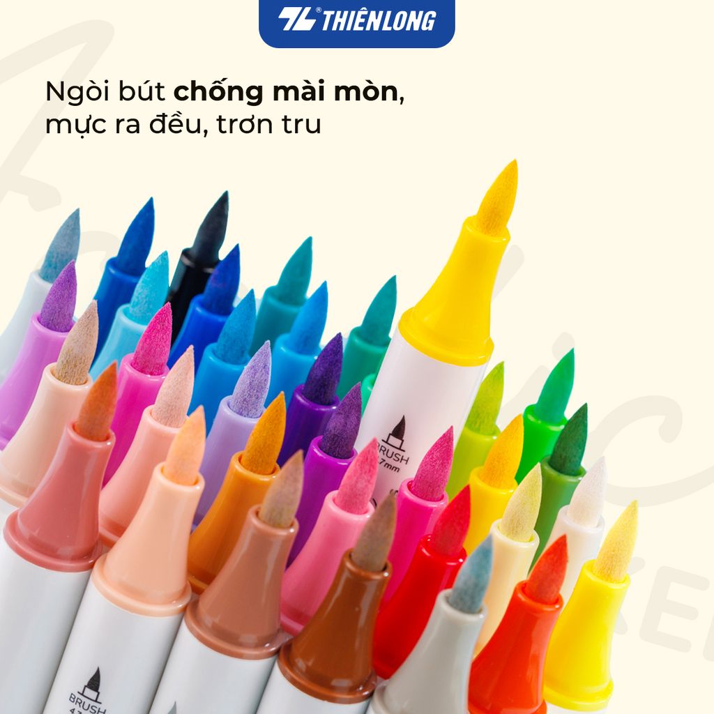 Acrylic Markers 2 đầu ngòi/Bút sơn/ Bút lông 12/24/36 màu ThiênLong Colokit - Màu sắc tươi sáng, Trang trí đa chất liệu