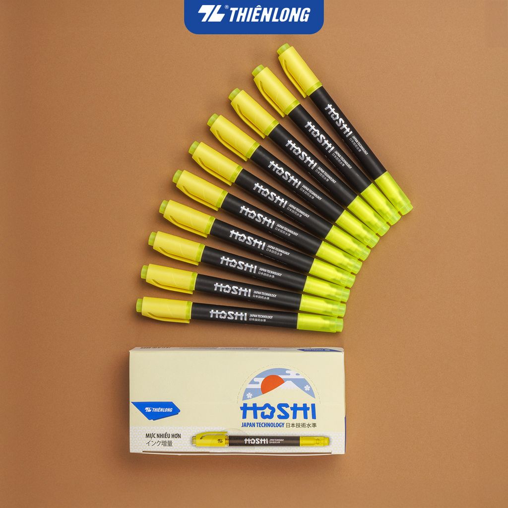 Combo 10 Bút dạ quang Hoshi Thiên Long HL-018/HS - Công nghệ Nhật Bản