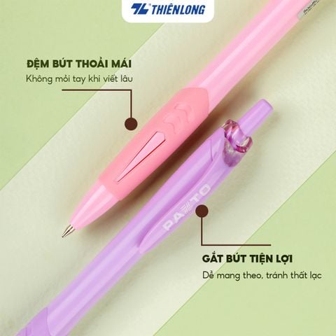 Bút gel B màu Pastel Thiên Long Flexoffice Pazto FO-GELB039/VN - Mực xanh (5 cây)
