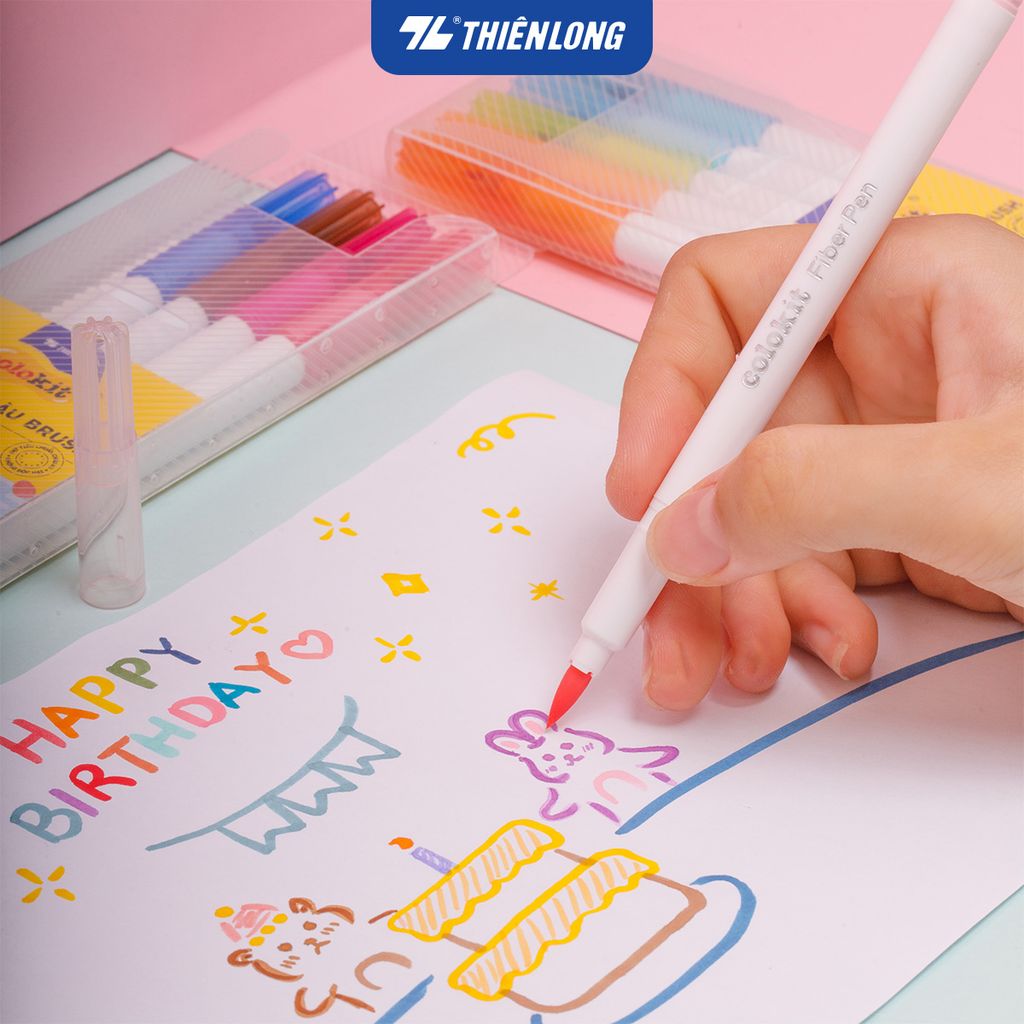 Bút lông 5/12/24 màu Morandi đầu Brush Thiên Long Colokit