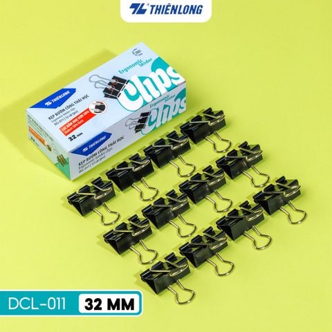 Hộp 12 kẹp bướm công thái học Thiên Long - Ergonomic Binder Clips - Lực bấm nhẹ hơn - Nhiều kích thước lựa chọn