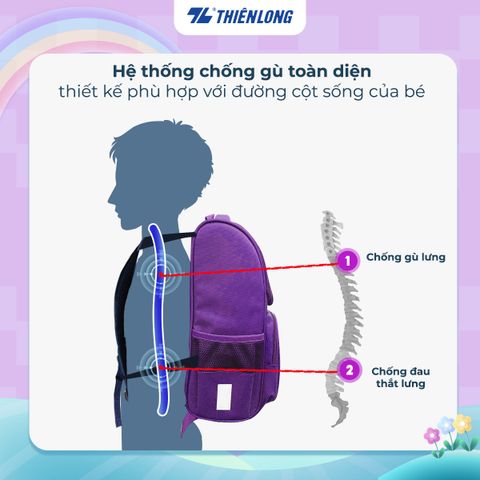 Cặp chống gù - Balo học sinh Thiên Long - Đệm mút dày dặn hơn