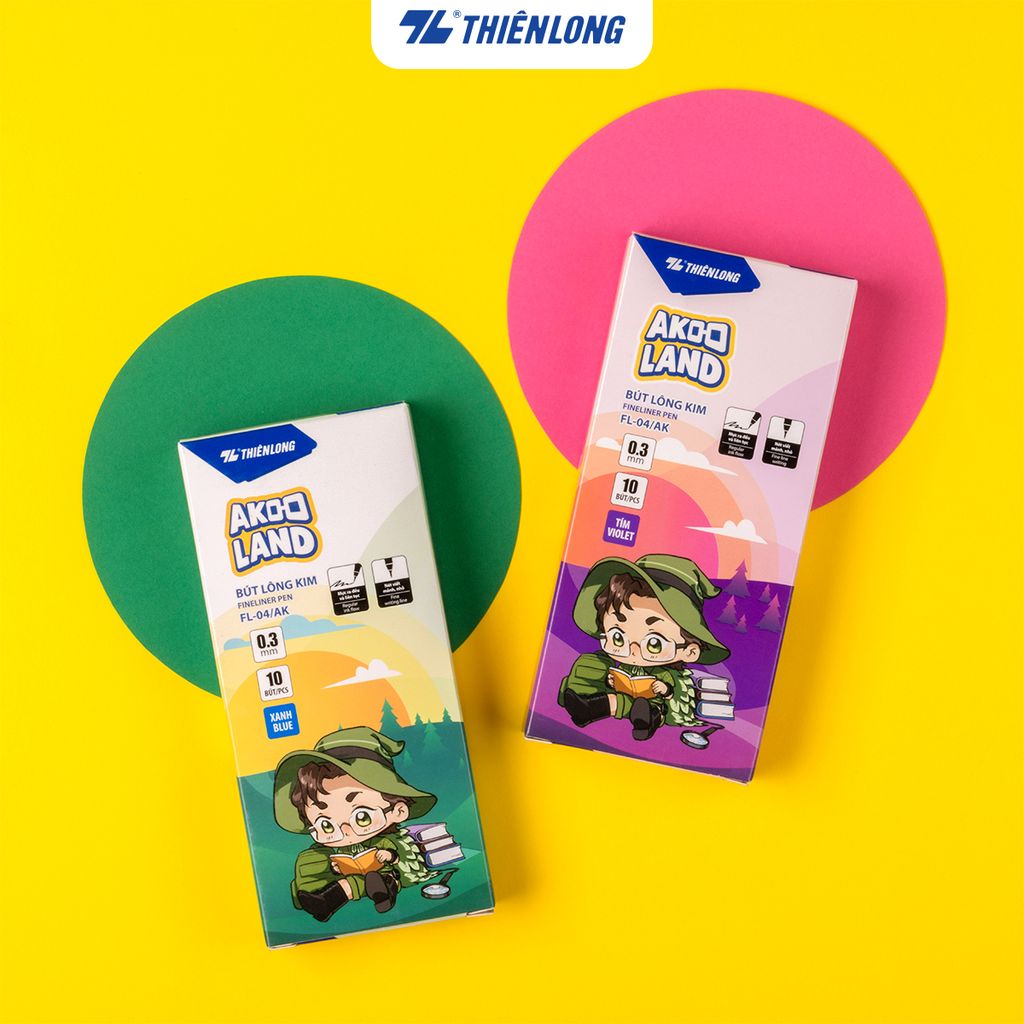 Bút lông kim Thiên Long FL-04/AK - Nét viết 0.3mm mảnh nhỏ Mực đều liên tục, nhân vật Akooland Tahi