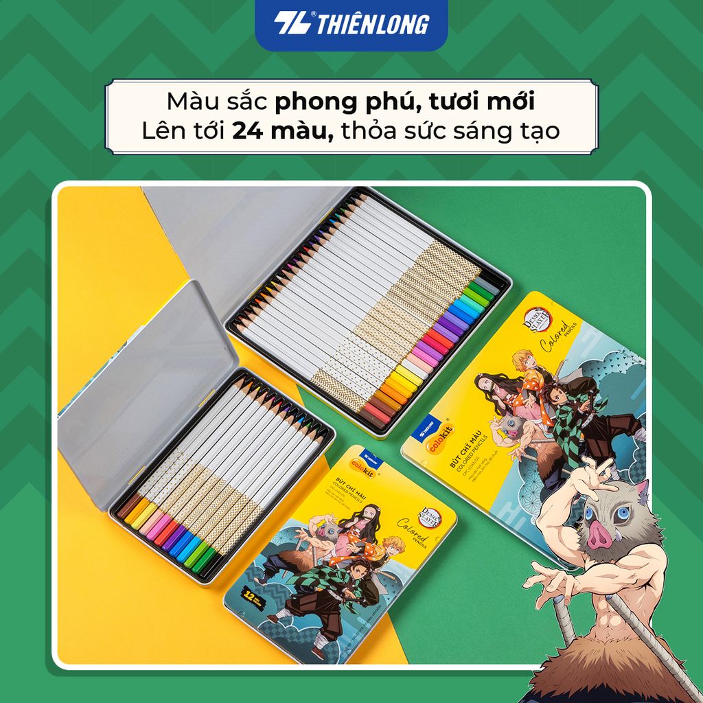 Bút chì 12/24 màu Colored Pencils - Thiên Long Colokit - Phiên bản Demon Slayer