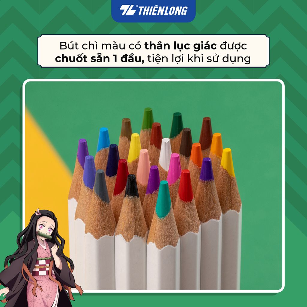 Bút chì 12/24 màu Colored Pencils - Thiên Long Colokit - Phiên bản Demon Slayer