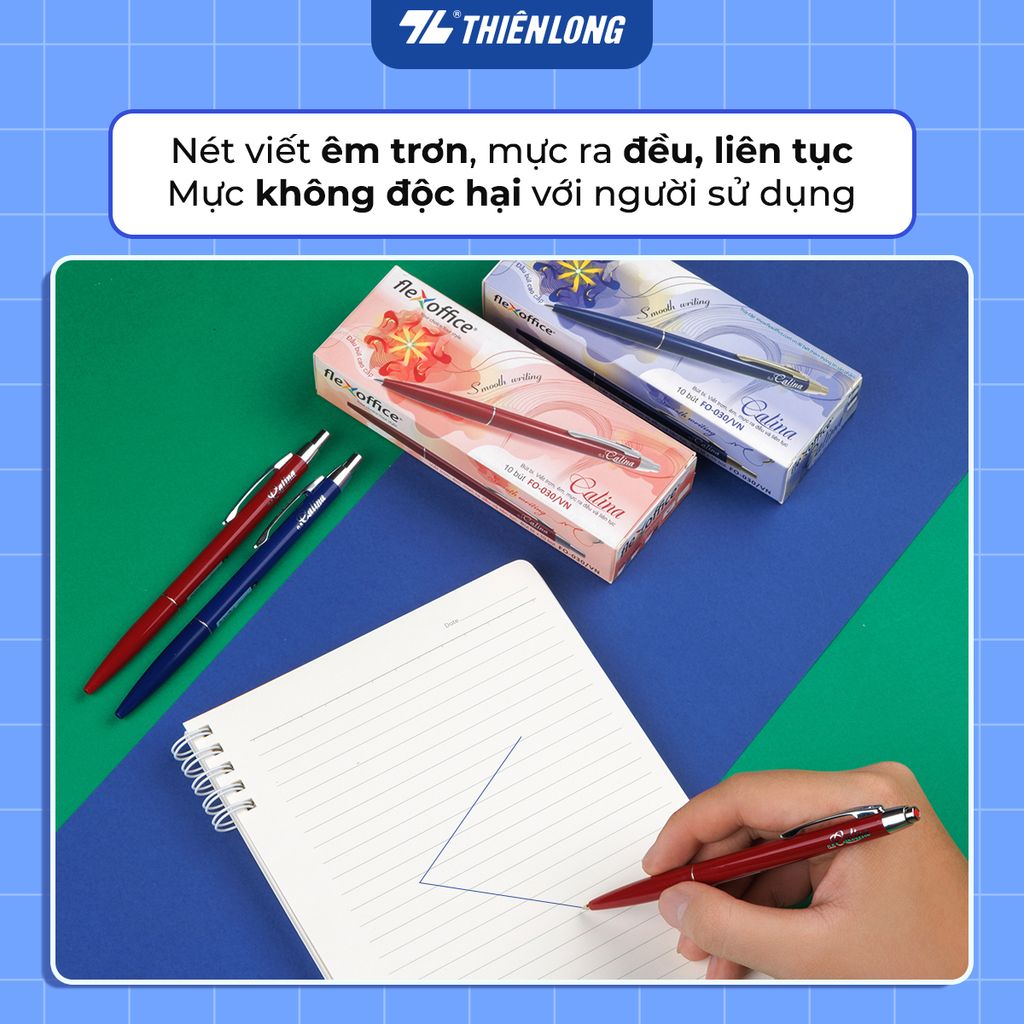 Combo 20 Bút bi Thiên Long Flexoffice FO-030/VN 0.7mm - Mực đạt tiêu chuẩn châu Âu