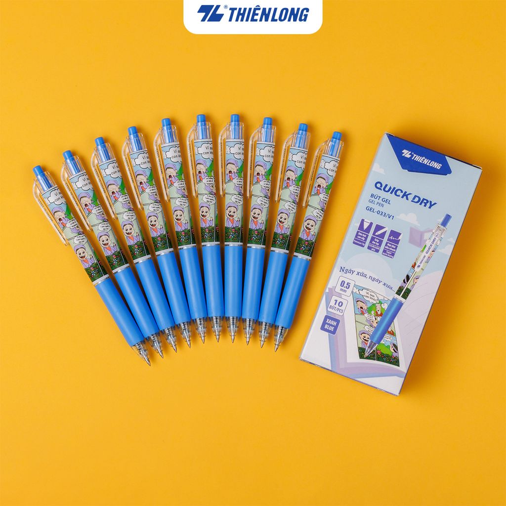 Combo 20 Bút gel Quick Dry Thiên Long Gel-033/V1 - Mực khô siêu nhanh - Họa tiết thời trang