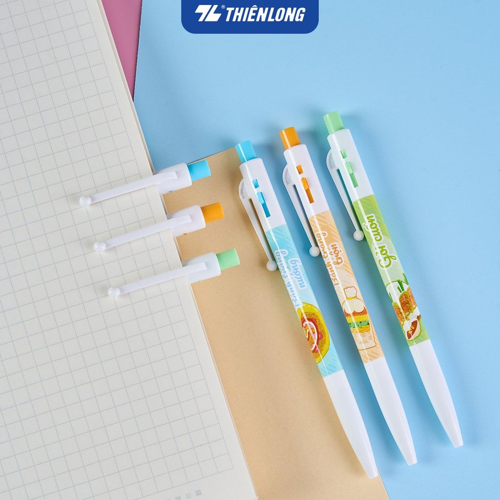 Bút gel B - Buttersmooth Gel Thiên Long GELB-034 - Premium Tip viết êm, trơn - Mực Xanh - Phiên bản Bánh tráng trộn, Bánh tráng nướng, Gỏi cuốn