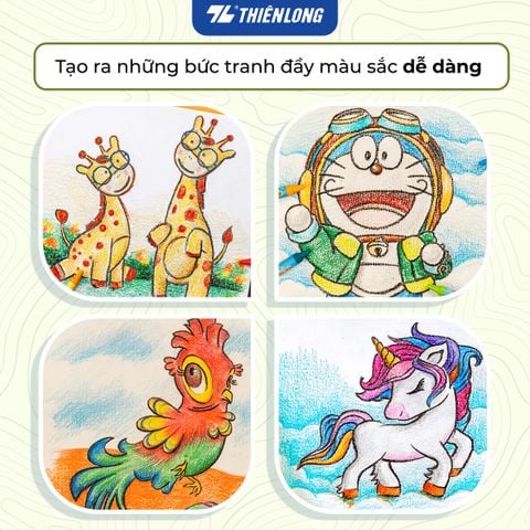 Bút sáp 12/18 màu Thiên Long Colokit - Màu sắc tươi sáng Phủ đều màu Bền màu