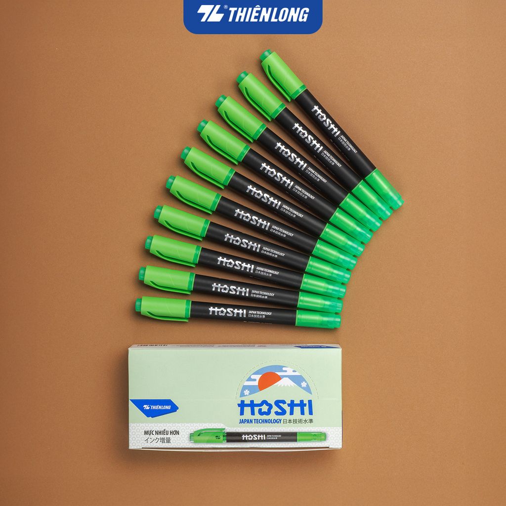 Combo 10 Bút dạ quang Hoshi Thiên Long HL-018/HS - Công nghệ Nhật Bản