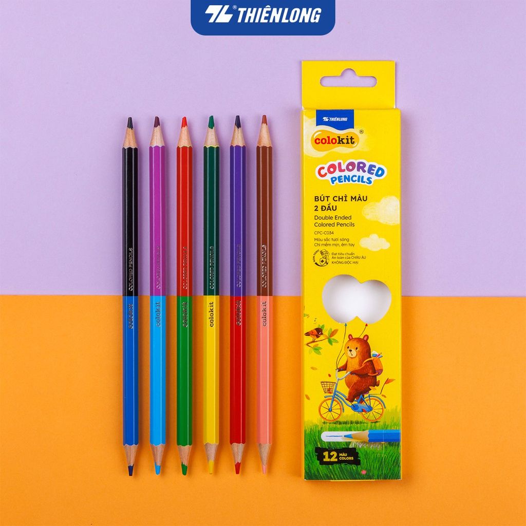 Bút chì 12/24 màu hai đầu - Double Ended Colored Pencils - Thiên Long Colokit