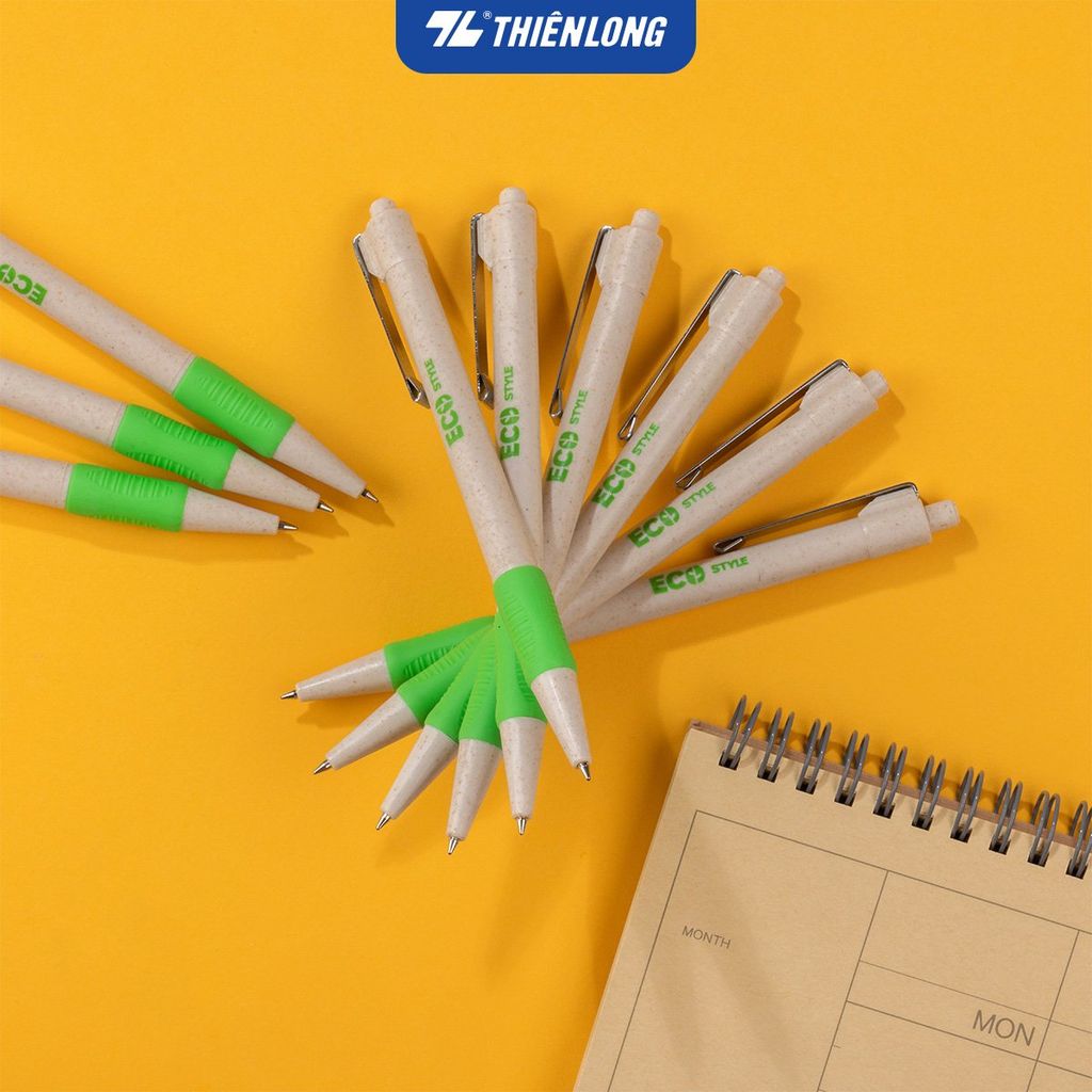 Bút bi Thiên Long ECO Style TL-038/ECO - Chất liệu từ vỏ cám trấu - Mực Xanh
