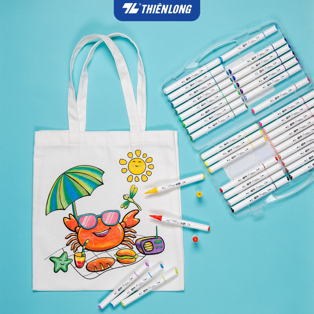 Acrylic Markers 2 đầu ngòi/Bút sơn/ Bút lông 12/24/36 màu ThiênLong Colokit - Màu sắc tươi sáng, Trang trí đa chất liệu