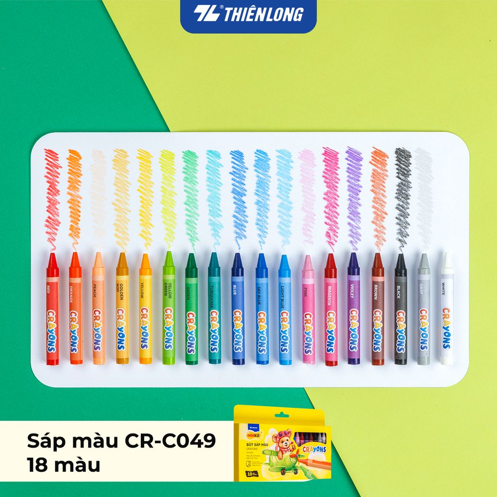 Bút sáp 12/18 màu Thiên Long Colokit - Màu sắc tươi sáng Phủ đều màu Bền màu