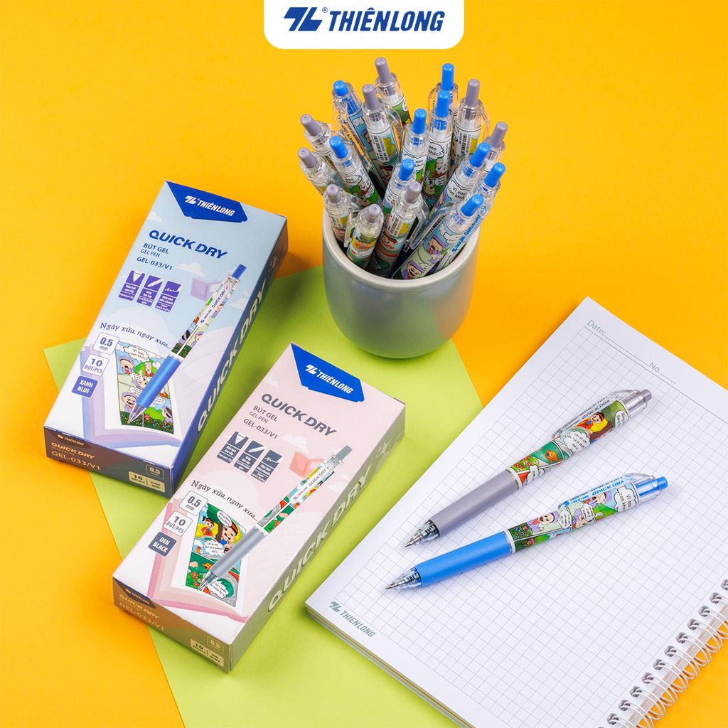 Bút gel Quick Dry Thiên Long Gel-033/v1, Gel-033/v2 Phiên bản đặc biệt  - Mực khô siêu nhanh - Họa tiết thời trang