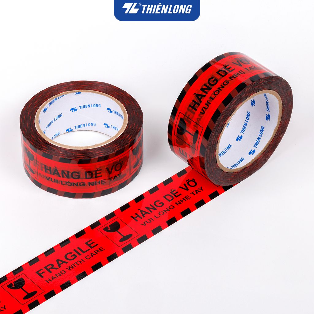 Băng keo hàng dễ vỡ Fragile Handle With Care Thiên Long BKD-001 - 50m