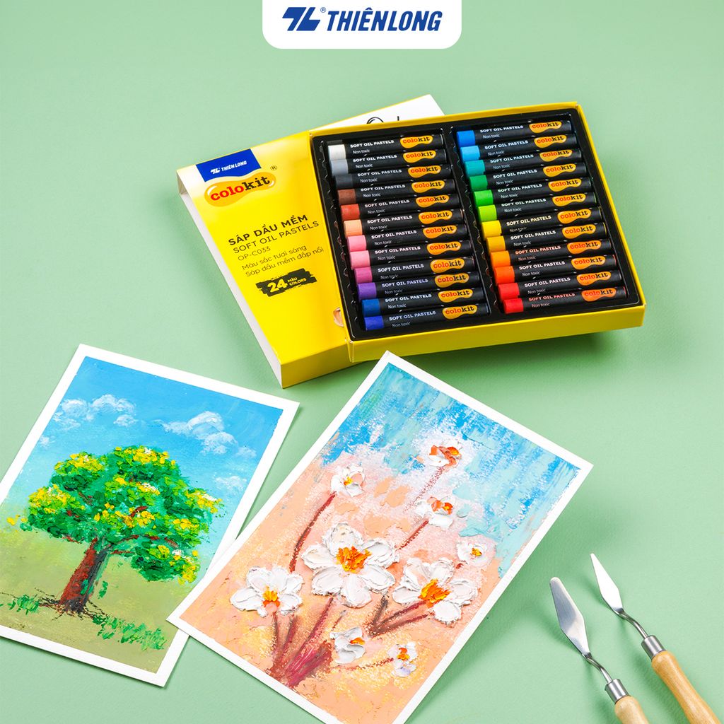Bút sáp dầu 12/24 màu - Soft Oil Pastels Thiên Long Colokit - Màu sắc tươi sáng Sáp mềm đắp nổi